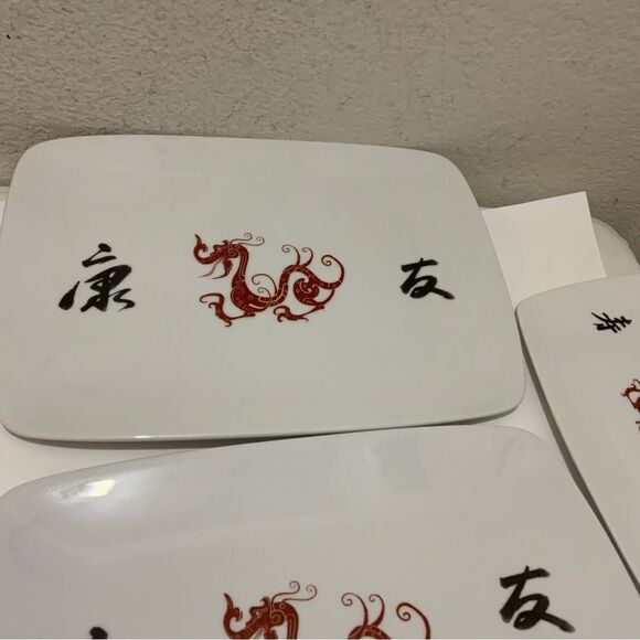 Set 3 Bia Cordon Bleu Red Dragon Stoneware Platter 2 platters 14.5" x10" one 9x6 - Picture 12 of 16